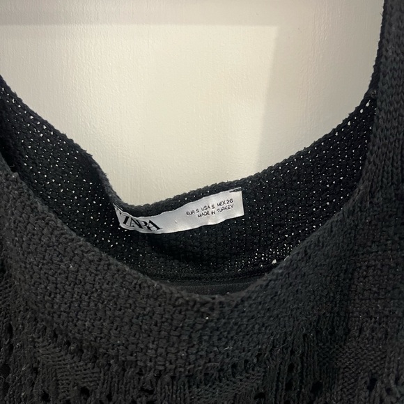 Zara black embroidered dress with slip - Picture 4 of 4